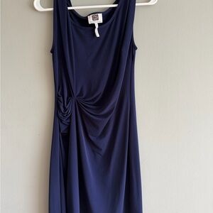 Laundry by Design Navy Twist-Detail Midi Dress